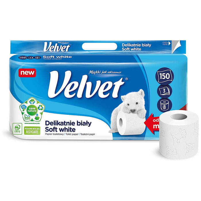 Velvet Gently White Toilet Paper 8 Rolls