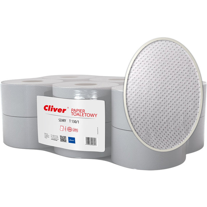 Toilet paper Cliver 130m 1-ply recycled grey (12)