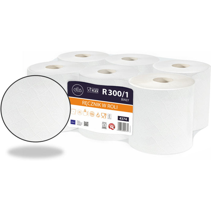 Paper towel roll Ellis 300m 1ply cellulose white (6)