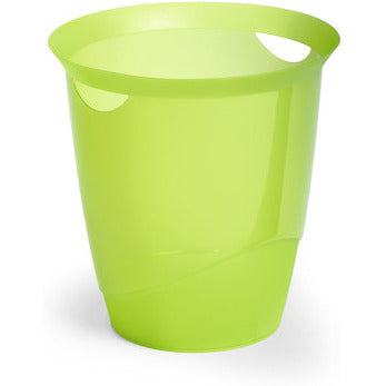 DURABLE 16L TRANSLUCENT GREEN RUBBISH BIN