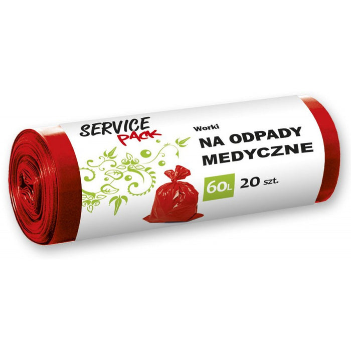 MEDICAL WASTE BAGS 60L LDPE RED (20)