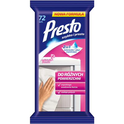 Presto Wet Wipes for various surfaces (72)