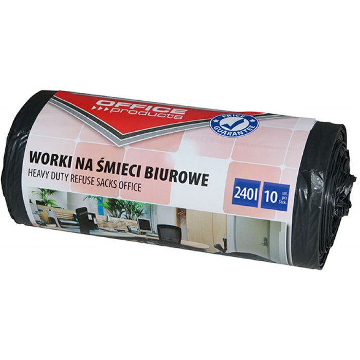 Office Products Bin Bags 240L LDPE Black (10)