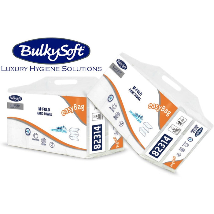 BulkySoft Luxury M-Fold paper towels, 3-ply, white cellulose (21x120)