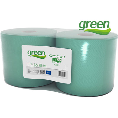 Green cleaning paper on a roll 250m 1ply recycled green (2)