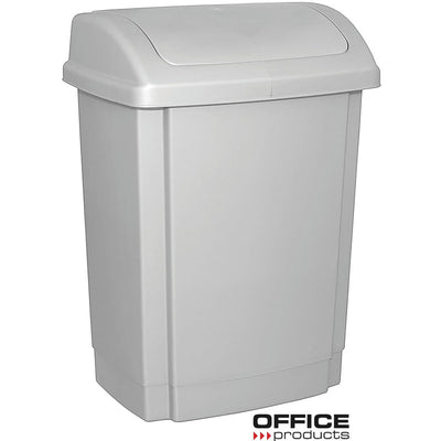 Office Products 15L Waste Bin with Lid Grey