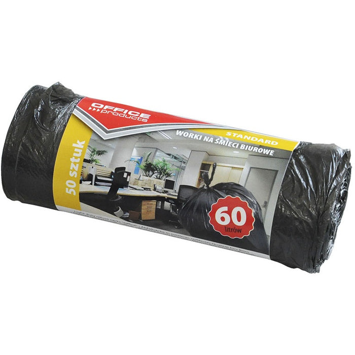 Office Products 60L HDPE Black Bin Liners (50)