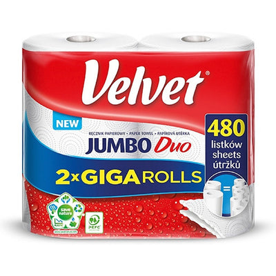 Velvet Jumbo Duo 2-Ply White Cellulose Towel Roll (2)