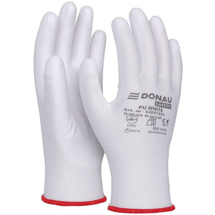 Donau Safety PU White Gloves size 10 white